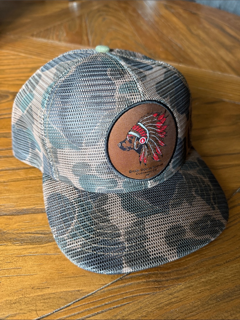 Duck Camo All Mesh Trucker Hat with Embroidered Chief Patch